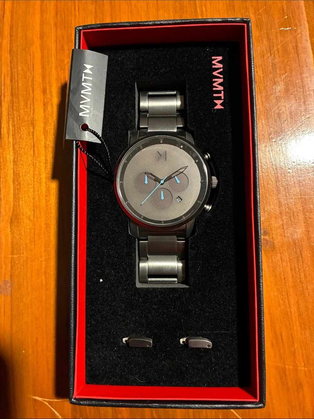 MVMT Men’s Gunmetal Watch with Blue Accent Hands